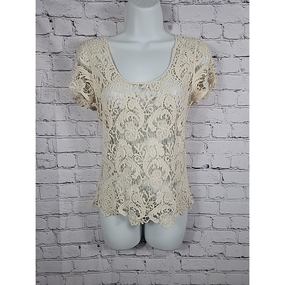 Mustard Seed Boho Crocheted Top Size Small
